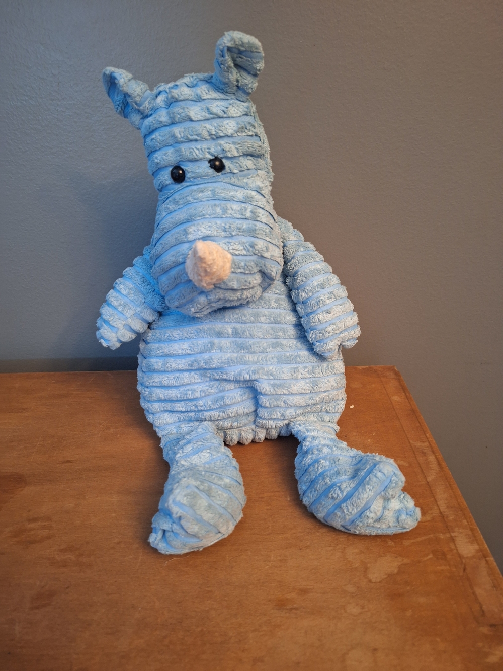 Jellycat Light Blue Ribbed Hippo Plush Accent